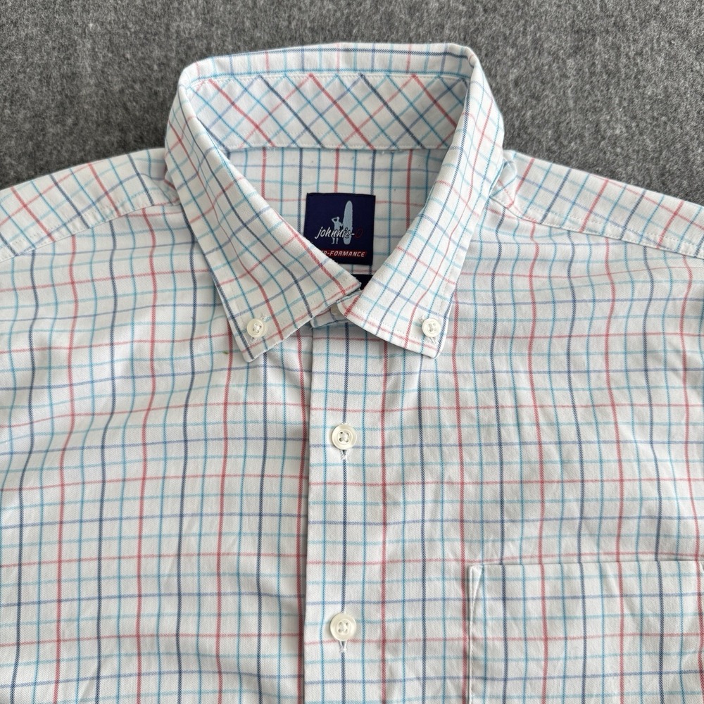 johnnie-O Prep-Formance Mens M Plaid Long Sleeve Button Down Shirt